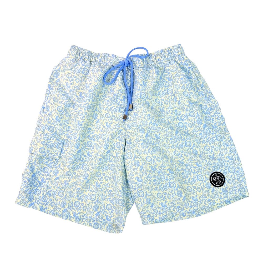 Exist Swim Mens Large Board Shorts Swim Trunks Blue Floral Print Mesh‎ Lined